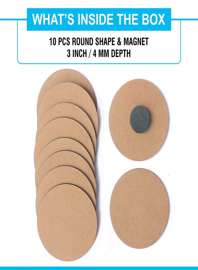 SWAGSTATION قطع خشبية من خشب MDF من SWAGSTATION للأعمال الفنية والحرفية بسطح أملس. لوح MDF مناسب للديكوباج، وفن الراتنج، والحرق على الخشب، وفن الماندالا، ومجموعة الرسم على لوح MDF، ومغناطيس ثلاجة دائري من خشب MDF بسمك 4 مم، 10 قطع - Image 2